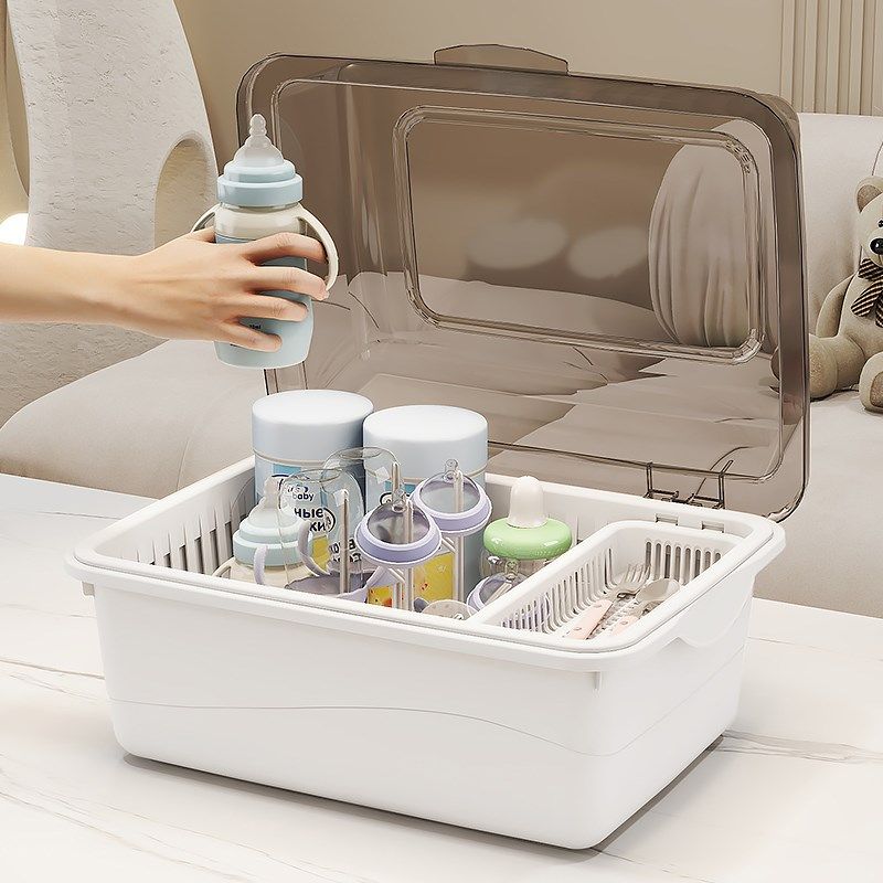 防尘带盖奶瓶收纳箱宝宝餐具沥水架新生儿辅食奶粉收纳盒婴儿用品,婴童用品,奶瓶储存盒/奶瓶盒,淘宝优惠券,粉丝福利购,淘宝优惠卷