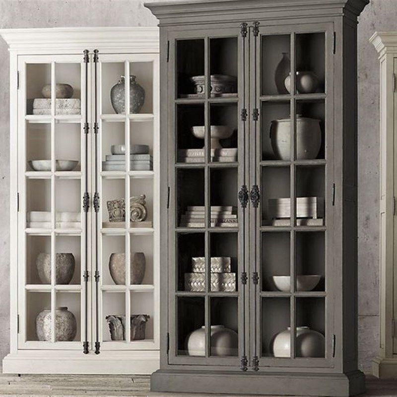 法式实木天地锁书柜美式乡村展示柜客厅玻璃门储物柜复古酒柜书橱,住宅家具,单个书柜,淘宝优惠券,粉丝福利购,淘宝优惠卷