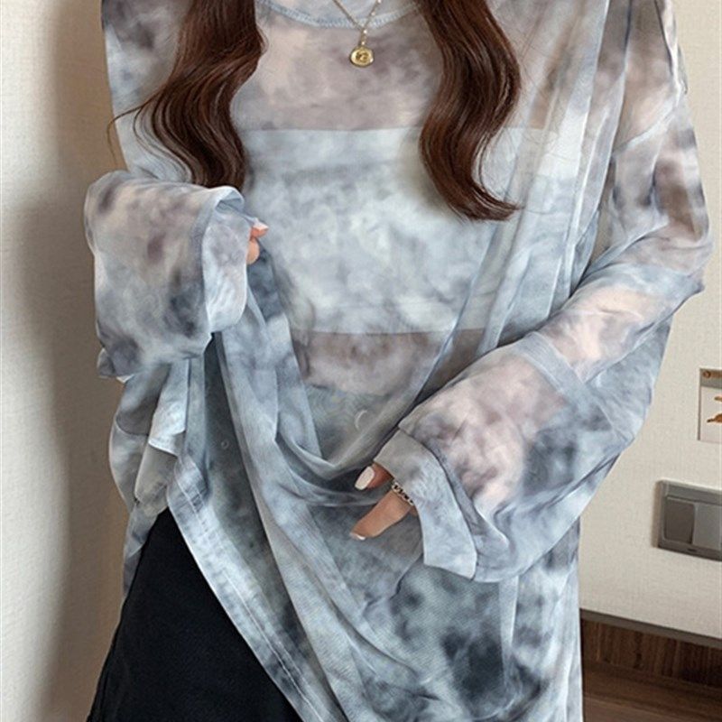 可下水泳衣罩衫显瘦宽松沙滩海边温泉度假网纱防晒衫比基尼外搭