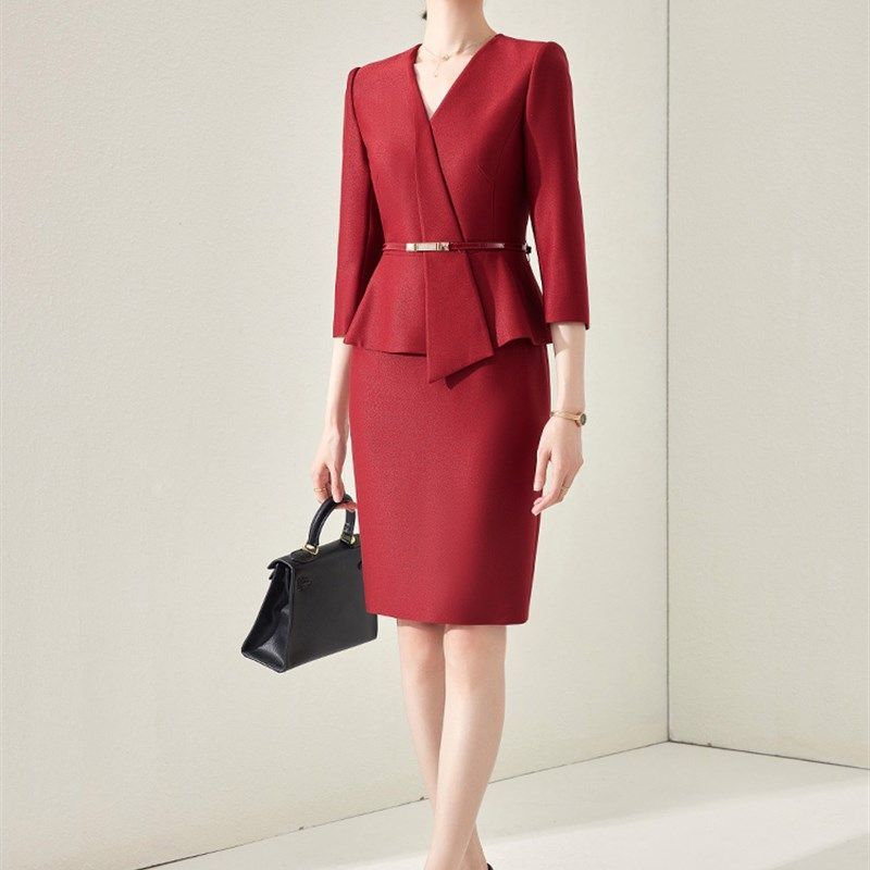西装连衣裙女春秋季两件套高级感职业装套装裙子气质女神范工作服