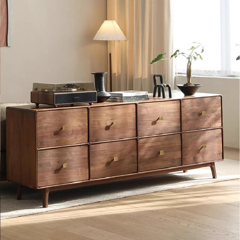 北美黑胡桃木斗柜卧室储物柜靠墙收纳柜边柜实木八斗柜玄关柜地柜