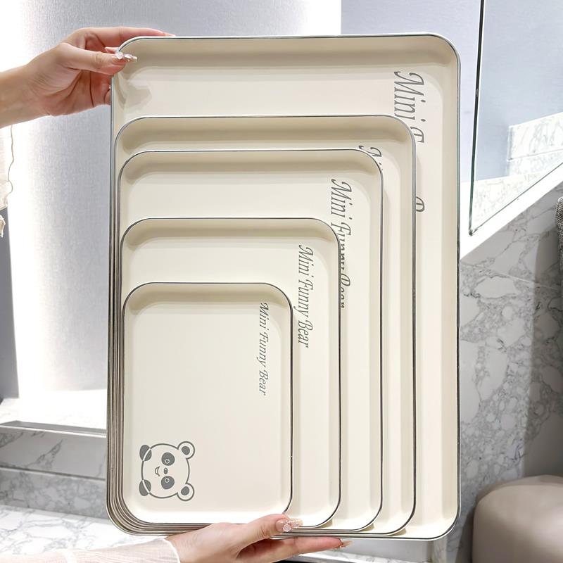 长方形托 托盘奶油风家用客厅水杯茶杯置物盘幼儿园面 面包水果餐