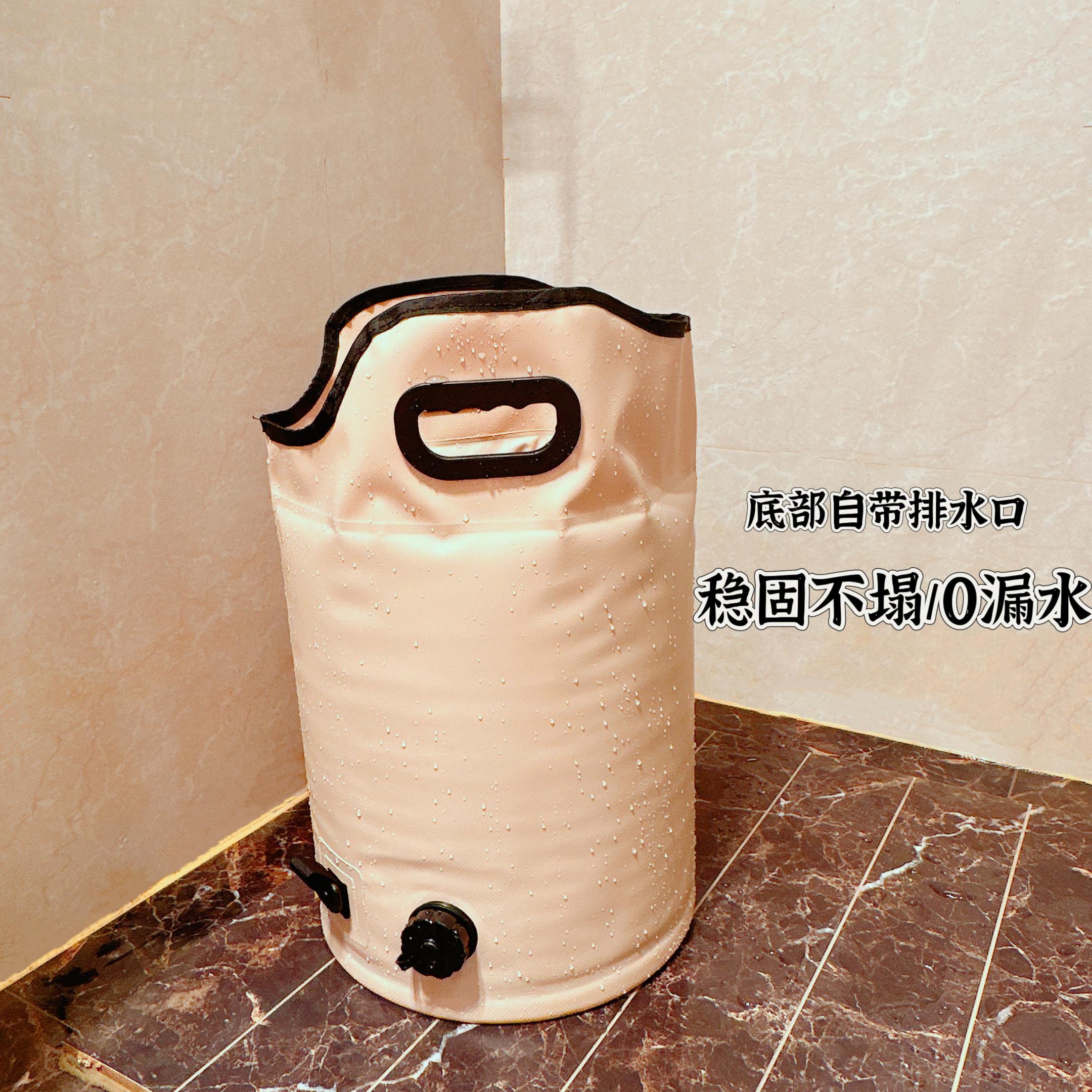 底部自带排水口可折叠收纳泡脚桶保温加厚足浴养生过膝洗脚高深桶