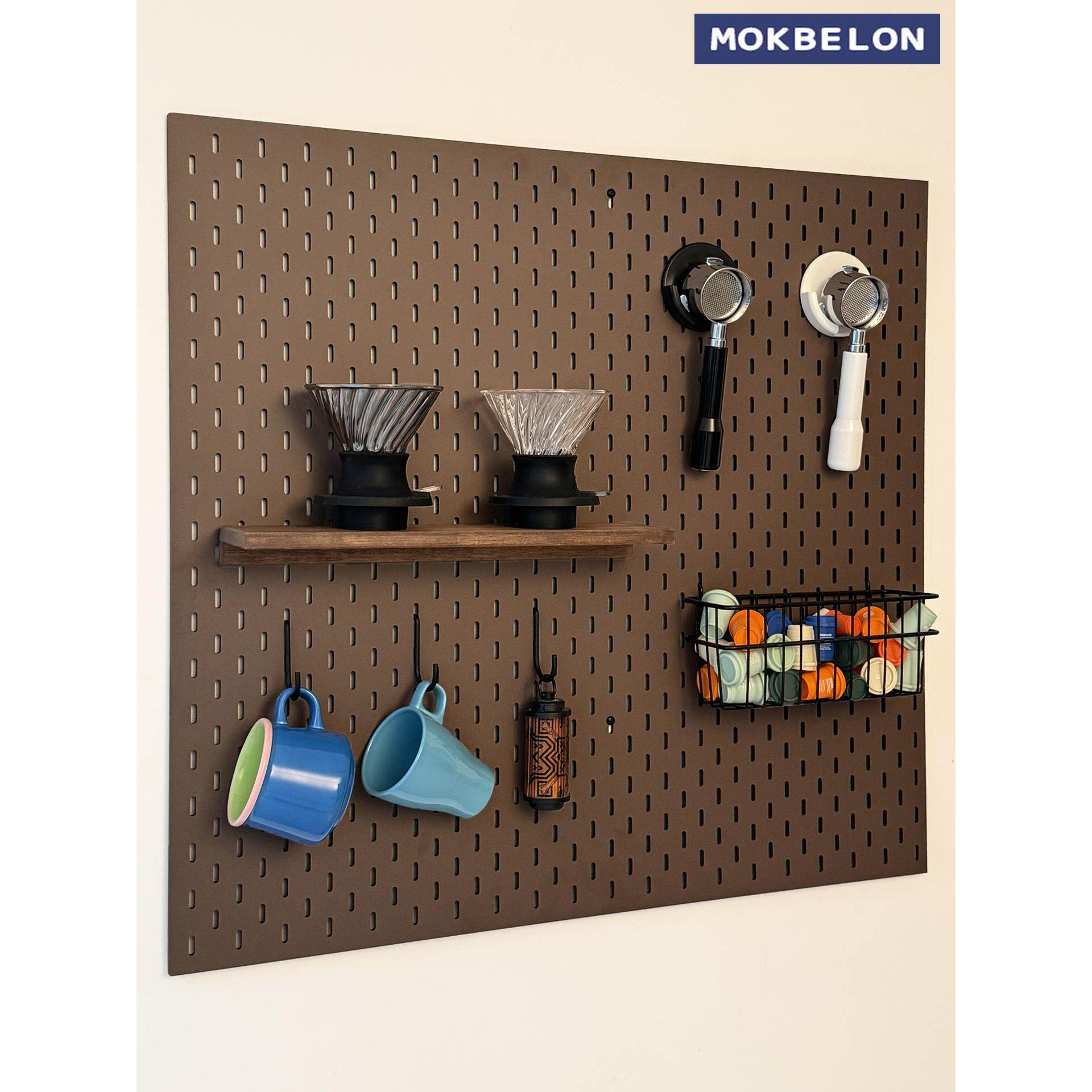 MOK洞洞板咖啡角神器收纳粉锤粉碗置物架展示木质配件通用免打孔