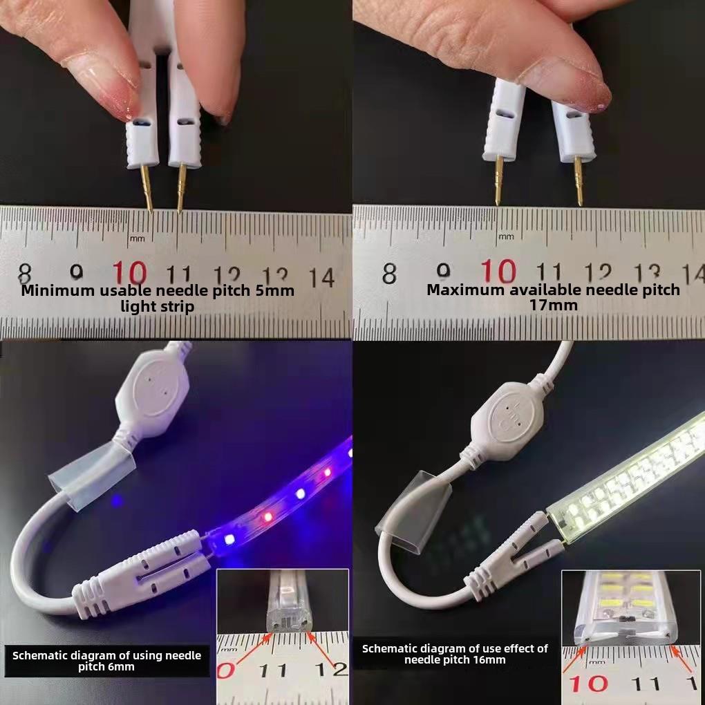 Led灯条插头双针通用大功率220V无闪变变压器无焊头驱动器配件