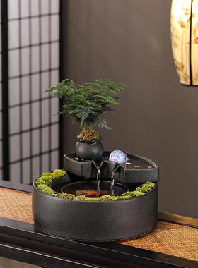 时来运转风水球流水摆件循环水喷泉客厅招财茶台桌面鱼缸装饰品