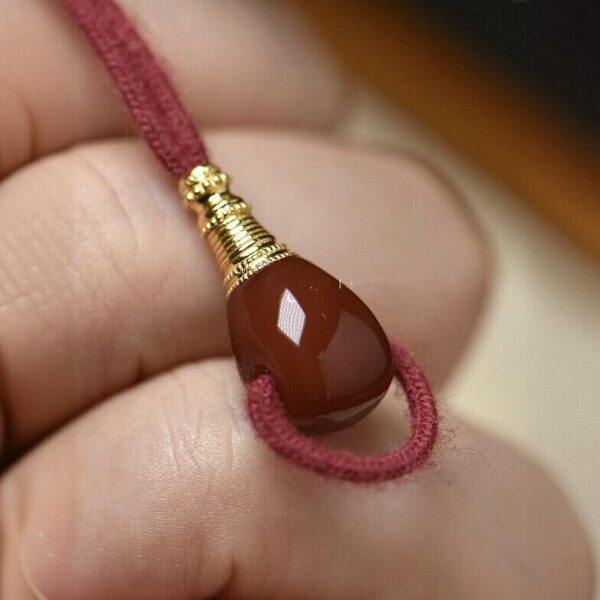 保山牛血红色南红三通18 k鎏金佛塔手串佛珠金刚星月菩提配饰件