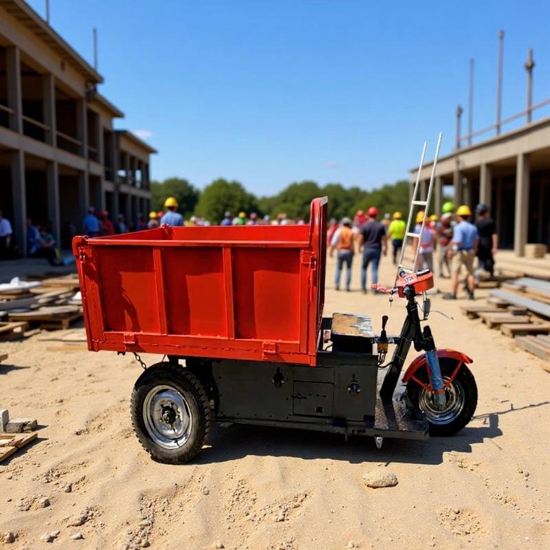 工地电动手推车三轮车建筑工地翻斗车搬运水泥养殖农用搬运车