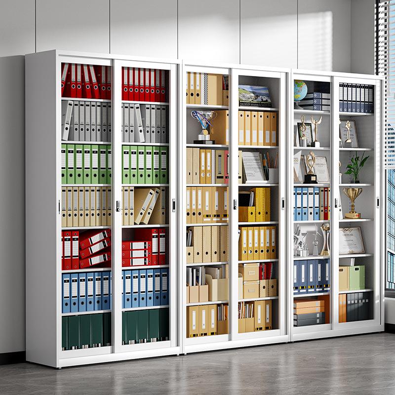钢制推拉门书柜办公室移门文件柜财务凭证柜玻璃展示柜合同资料柜
