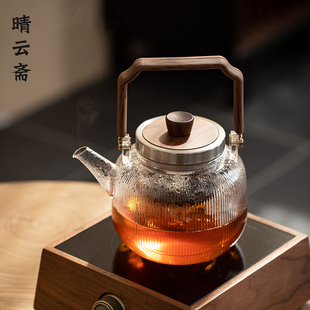 耐高温玻璃煮茶壶可黑晶炉加热蒸煮提梁壶煮茶器家用大容量 日式