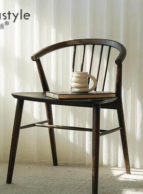 北欧设计表情中古侘寂实木圈椅ROOT系列SABA复古温莎椅子网红餐椅