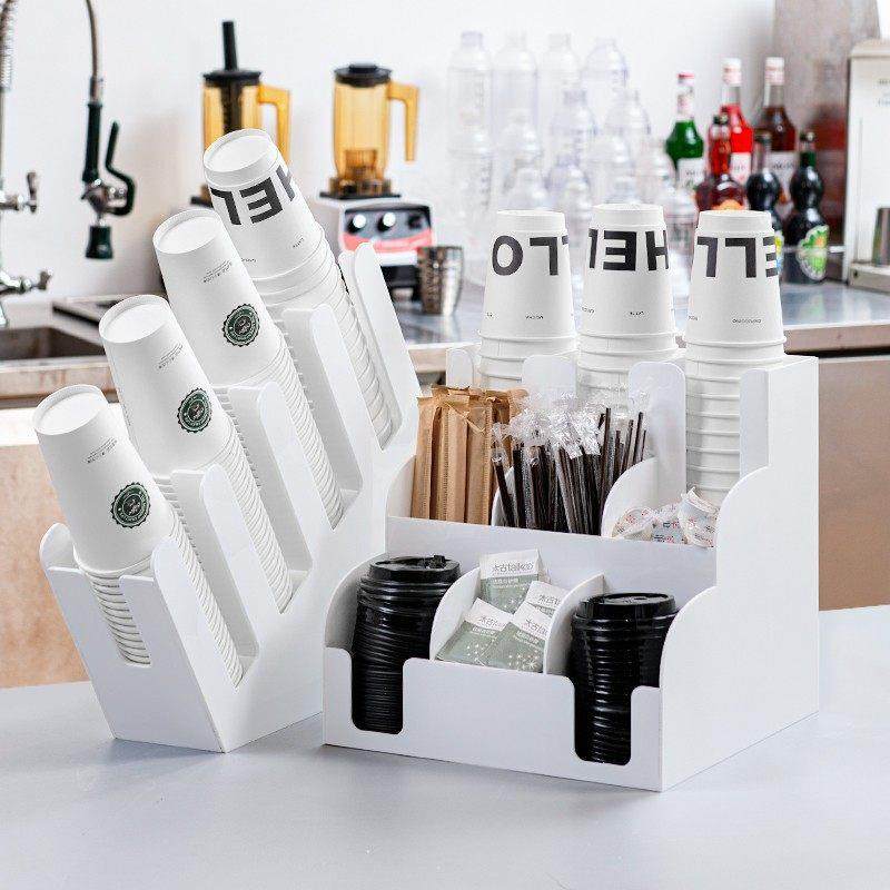 白色纸杯架奶茶店杯子架子收纳放置架咖啡杯取杯器专用收纳架杯架