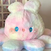 爱翻面章鱼兔玩偶翻面变脸公仔毛绒面娃娃渐变系布偶