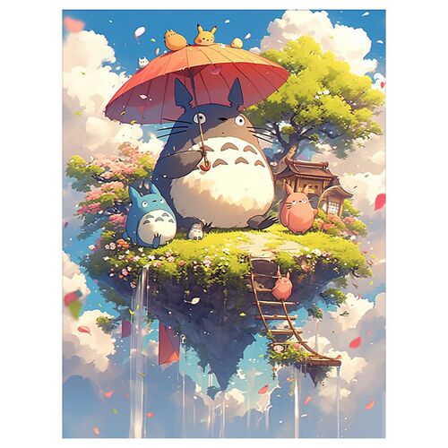 宫崎骏数字油画di新款填充卡通手绘填色解闷手工丙烯油彩画