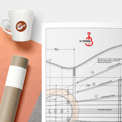 9 hue古典图纸豪瑟古典吉他图纸mm弦长制琴资料