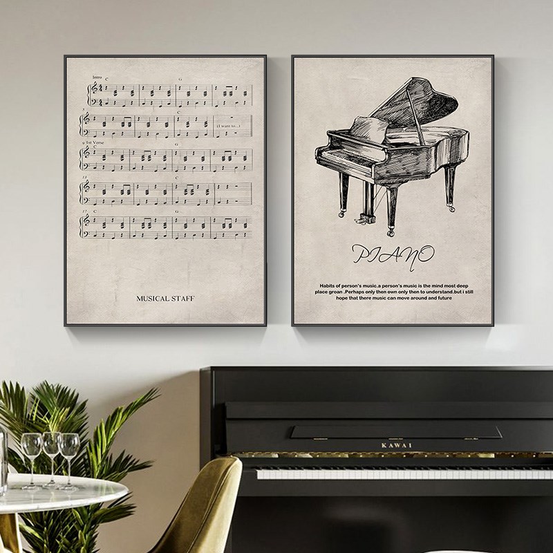 肖邦莫扎特手稿装饰画客厅艺术挂画钢琴房背景墙音乐教室墙壁画
