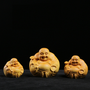 乐小叶黄杨木雕刻小佛手把件把玩工艺礼品笑佛弥勒一团和气