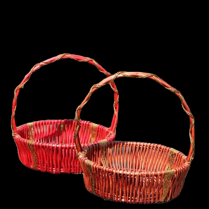 藤编水果篮柳编超市展示篮花篮果蔬篮送礼篮回礼篮采摘篮手提篮子