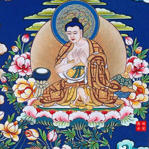 馆藏级释迦牟尼佛画像唐卡西藏青海热贡客厅玄关佛堂家居装饰挂画