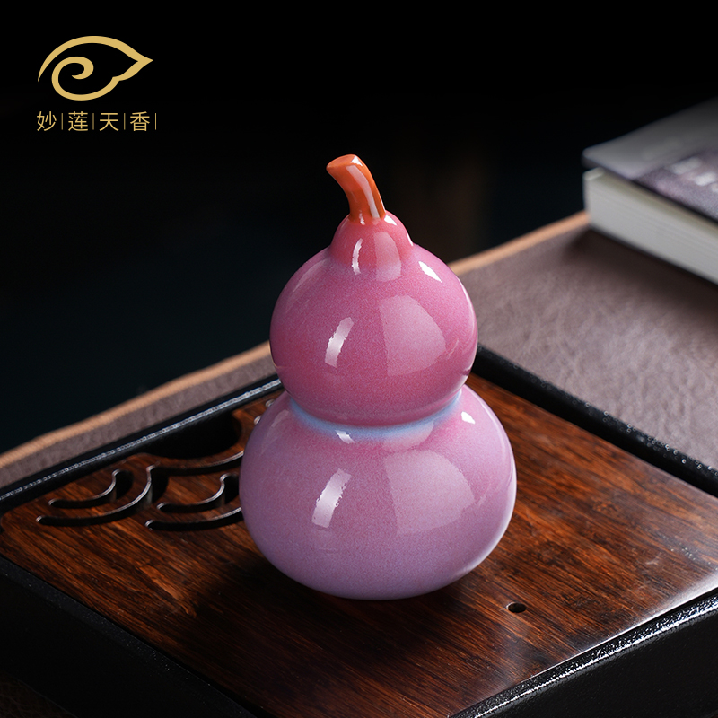 妙莲天香大师作品陶瓷吉祥葫芦茶宠摆件室内家用茶桌装饰茶具零配