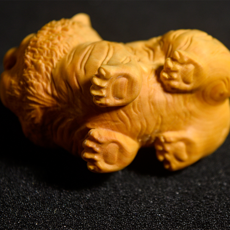 小叶黄杨木雕创意招财小老虎摆件手把玩件随身盘玩男士文玩工艺品