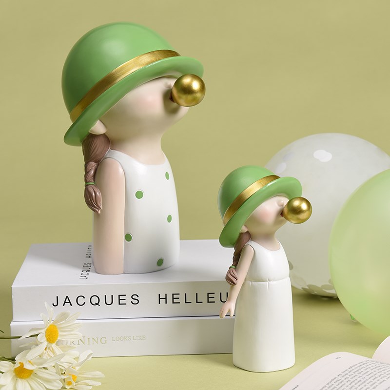 可爱泡泡女孩入户玄关摆件现代客厅电视柜酒柜装饰创意系