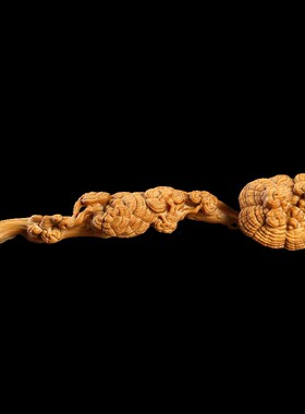 天然崖柏木灵芝如意创意文玩实木一体雕刻办公室装饰品