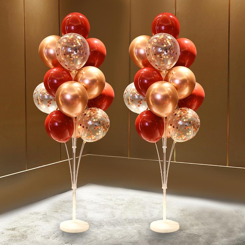 国庆节日气球地飘装饰氛围布置喜庆红色气氛立柱汽球装扮生日气氛