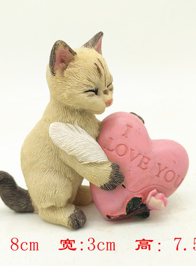 树脂摆设家居饰品动物猫工艺品卧室摆件时尚情侣结婚礼品桌面摆件
