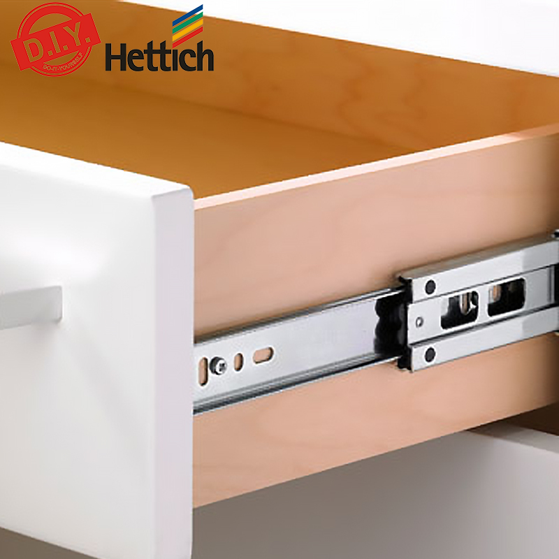 德国海蒂诗抽屉轨道滑轨滑道衣橱柜三节侧装导轨滑槽静音加厚30KG