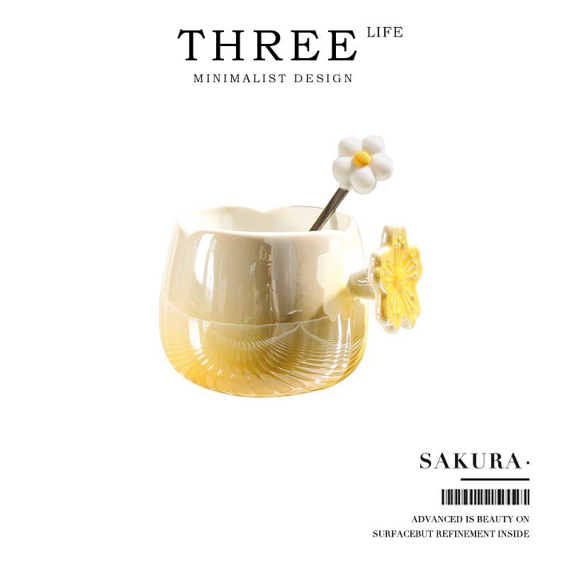 TlifeSakura杯具马克杯ins风高颜值可爱陶瓷情侣咖啡杯 樱花