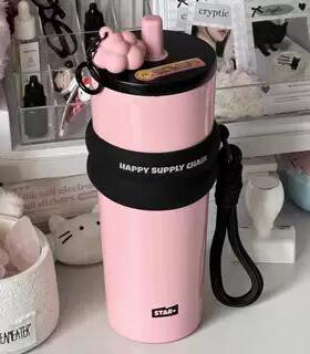 世大家极光保温杯女大容量男咖啡办公室随行杯子陶瓷吸管水杯