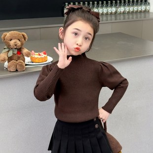 女童薄款毛衣外穿洋气秋冬宝宝半高领针织衫儿童冬季内搭打底衫潮