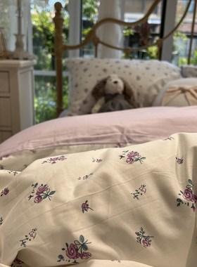 美式田园紫色小碎j花床上用品四件套全棉纯棉1.5m1.8被套床单少女