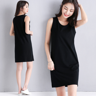 中长款宽松吊带裙子连衣裙女显瘦遮肚子休闲N孕妇韩版矮小个子夏