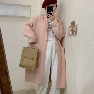 中长款加厚毛衣外套m女连帽针织开衫秋冬高级感慵懒风大码宽松上