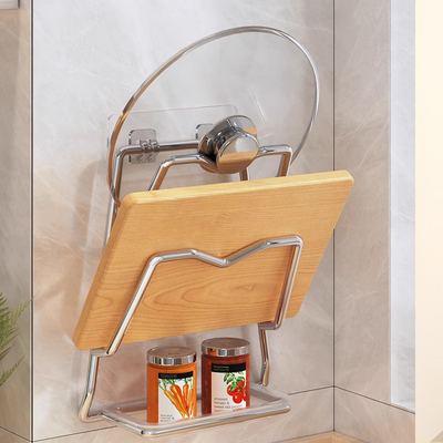 厨房免打孔锅盖架置物架菜板砧板多功能墙K上多层壁挂式锅盖收纳