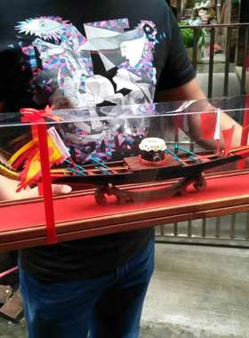 模型办公区中式 鸡头龙 传统龙舟 手工制作端午节礼物帆船摆件