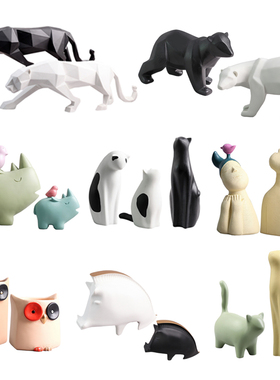 现代北欧简约萌宠动物家居客厅酒柜小摆件样板间儿童房软装工艺品