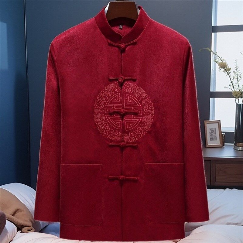 中老年唐装男休闲春秋夹克爸爸爷爷老人生日祝寿宴会喜庆棉袄外套,男装,唐装,淘宝优惠券,粉丝福利购,淘宝优惠卷