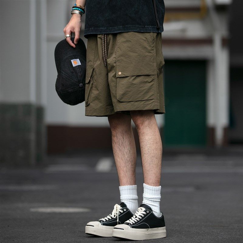 日系潮牌户外廓形立体口袋工装短裤男夏季宽松防水抽绳五分中裤潮,男装,短裤,淘宝优惠券,粉丝福利购,淘宝优惠卷