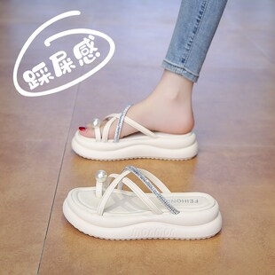 配裙子孕妇气质厚底凉拖鞋 沙滩夹趾人字拖h鞋 女夏外穿2025新款