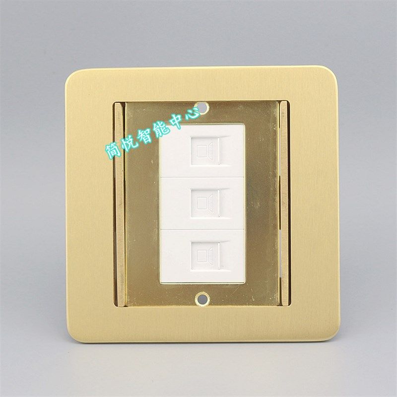 双开门隐藏式地插全铜防水插座 3个RJ45电脑网络网线地插