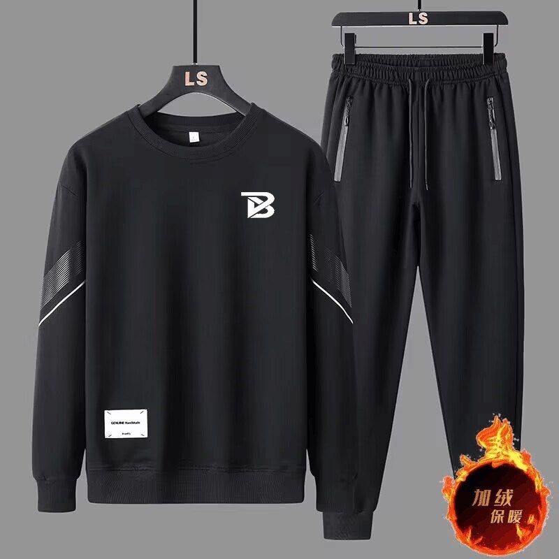 秋冬季新款运动休闲套装男士时尚加绒宽松舒适百搭跑步卫衣两件套,男装,休闲运动套装,淘宝优惠券,粉丝福利购,淘宝优惠卷