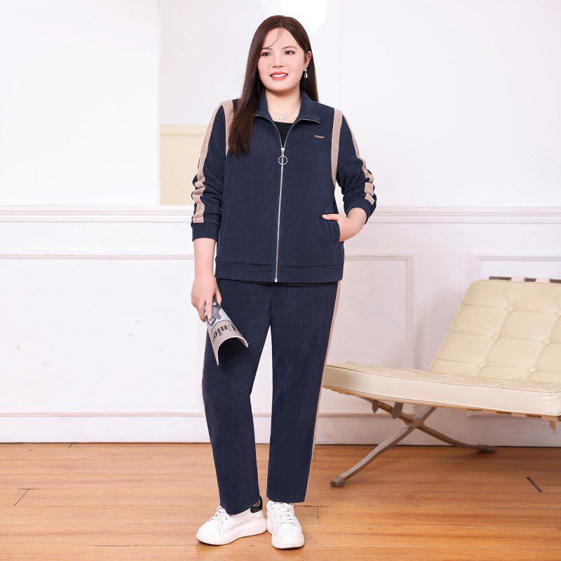 中年胖mm大码女装卫衣套装2025春装新款开衫外套年轻胖妈妈运动服