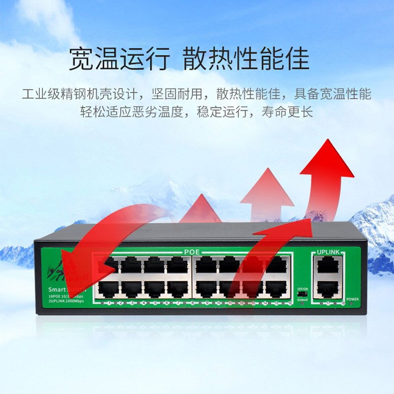 东莞小耳朵POE百兆交换机口监控分线器千兆上行网线供