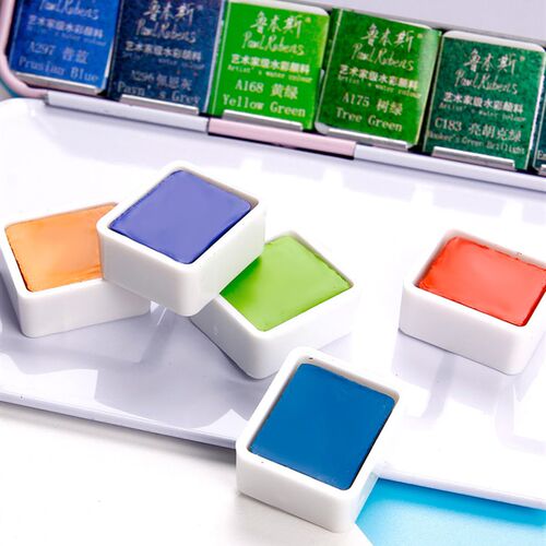 鲁斯水彩颜料小铁盒色彩绘珠光水彩工具