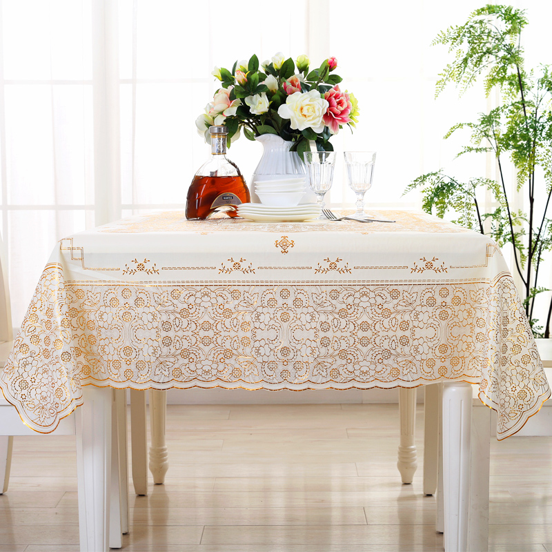 pc餐桌布茶几桌布布艺防水防烫防油免洗蕾丝塑料台布长方形客厅