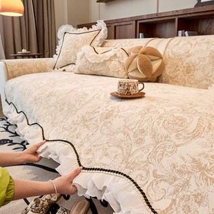 法式奶油风沙发垫新款级感坐垫四季通用防滑皮沙发罩盖布