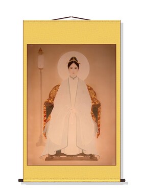东岳泰山天仙玉女碧霞元君画像奶神像挂画客厅供奉丝绸装饰画